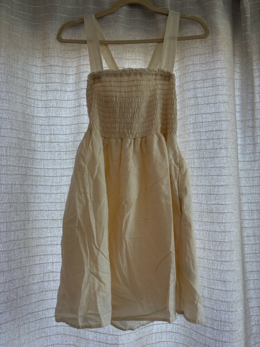 American eagle Cream Smocked mini dress